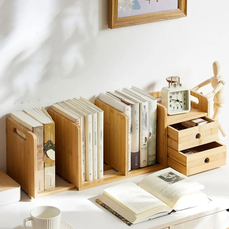 Libreria orizzontale contemporanea bambù con schienale aperto per uso domestico Clearhalo