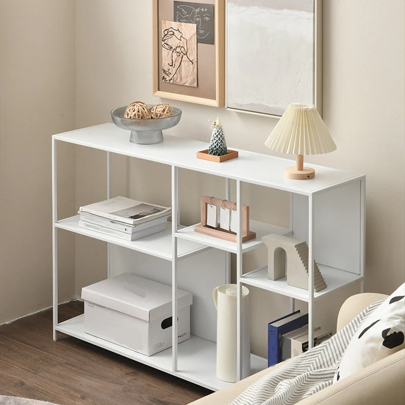 Libreria orizzontale metallo con schienale aperto stile moderno con ripiani Clearhalo