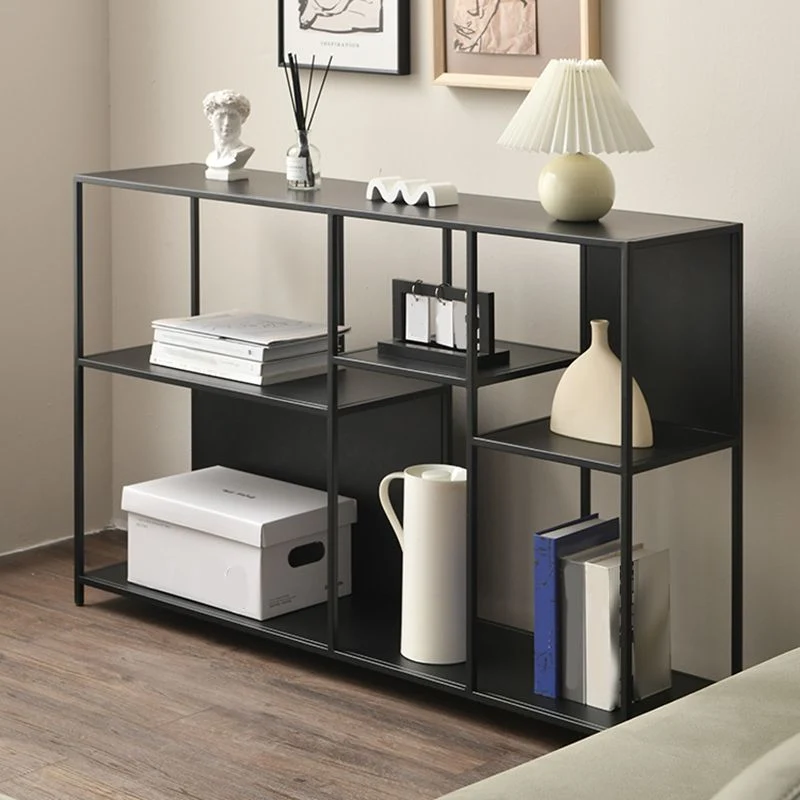 Libreria orizzontale metallo con schienale aperto stile moderno con ripiani Clearhalo
