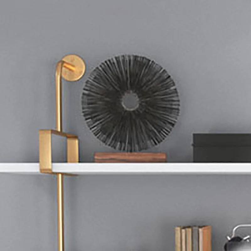 Libreria da parete stile glamour da 7,87 pollici, legno massello, per sala studio e ufficio Clearhalo