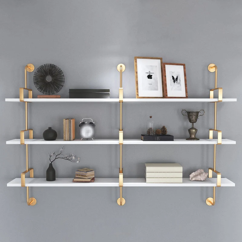 Libreria da parete stile glamour da 7,87 pollici, legno massello, per sala studio e ufficio Clearhalo