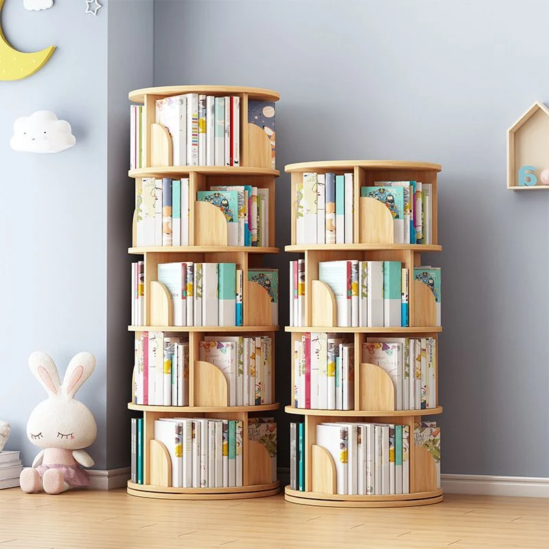 Libreria Rotonda Girevole Scaffale Portaoggetti Chiuso Legno per Ufficio Domestico, 16"/ 18" di Larghezza Clearhalo