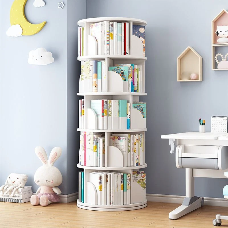 Libreria Rotonda Girevole Scaffale Portaoggetti Chiuso Legno per Ufficio Domestico, 16"/ 18" di Larghezza Clearhalo