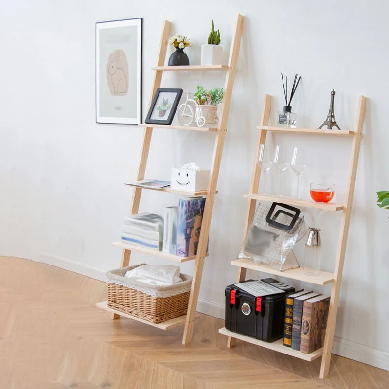 Libreria scala contemporanea legno massello con schienale aperto e ripiani Clearhalo