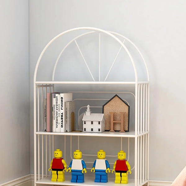 Libreria scandinava standard metallo con schienale aperto e ripiani Clearhalo