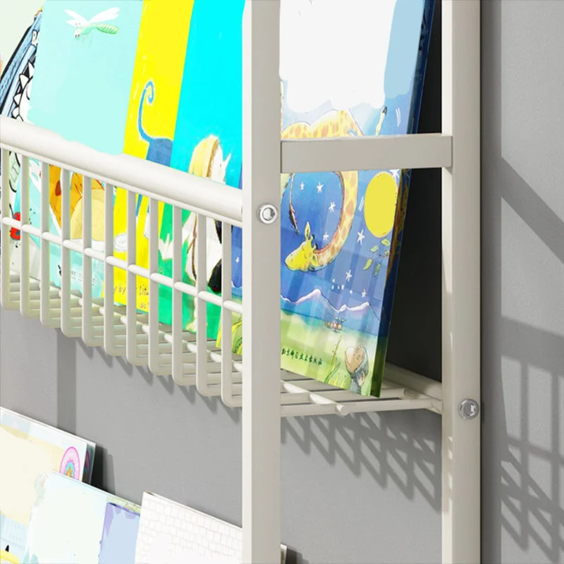 Libreria sospesa contemporanea metallo con schienale chiuso e ripiani Clearhalo