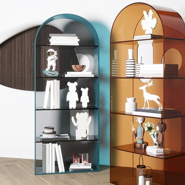 Libreria standard acrilico con schienale chiuso e ripiani rettangolari Clearhalo