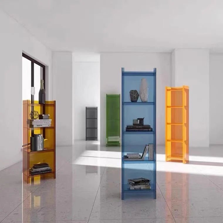 Libreria standard acrilico verticale Glam 4/5 ripiani, libreria con schienale chiuso Clearhalo