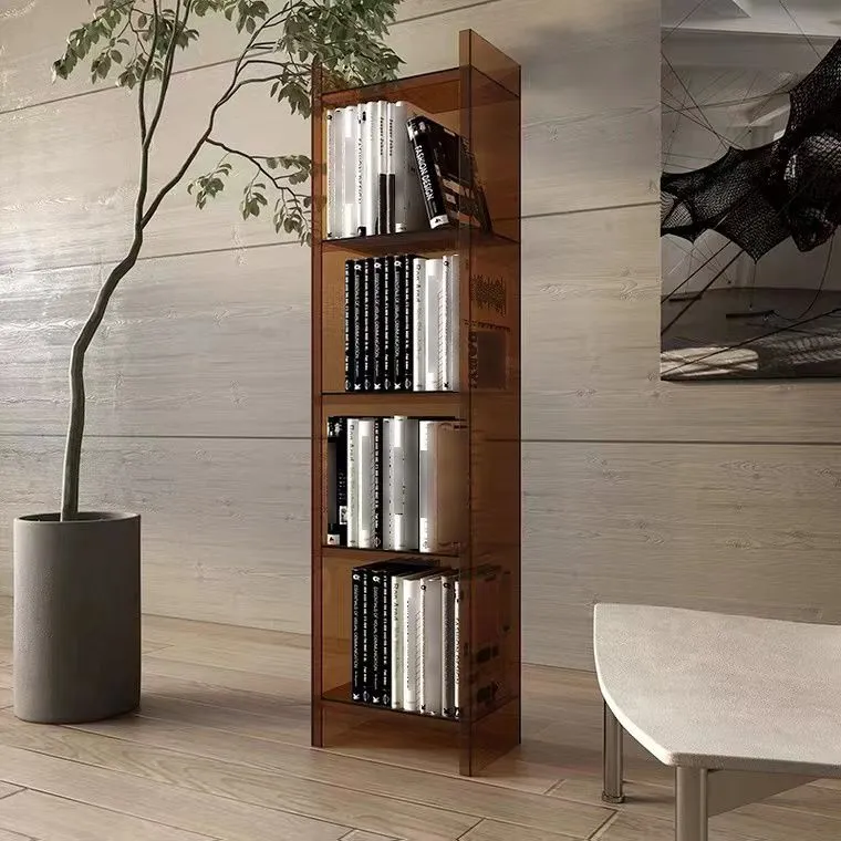 Libreria standard acrilico verticale Glam 4/5 ripiani, libreria con schienale chiuso Clearhalo