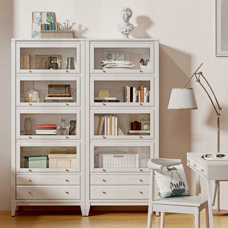 Libreria standard bianca Libreria moderna legno con armadietti Clearhalo