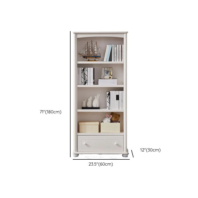Libreria standard bianco puro Scaffale moderno legno con ripiani Clearhalo