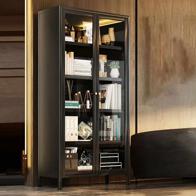 Libreria Standard Glam con schienale chiuso e libreria metallo con ante Clearhalo