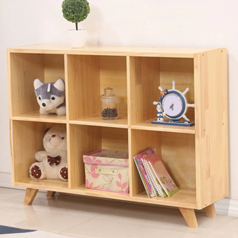 Libreria standard legno con schienale chiuso e ripiani naturali Clearhalo
