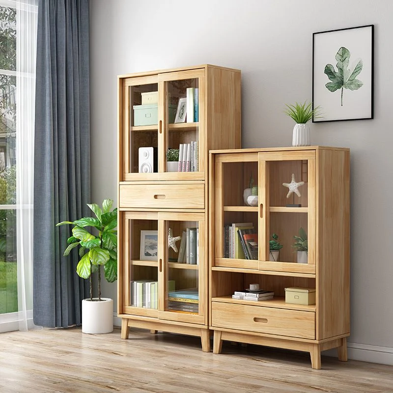 Libreria standard legno con schienale chiuso stile moderno con armadietti Clearhalo