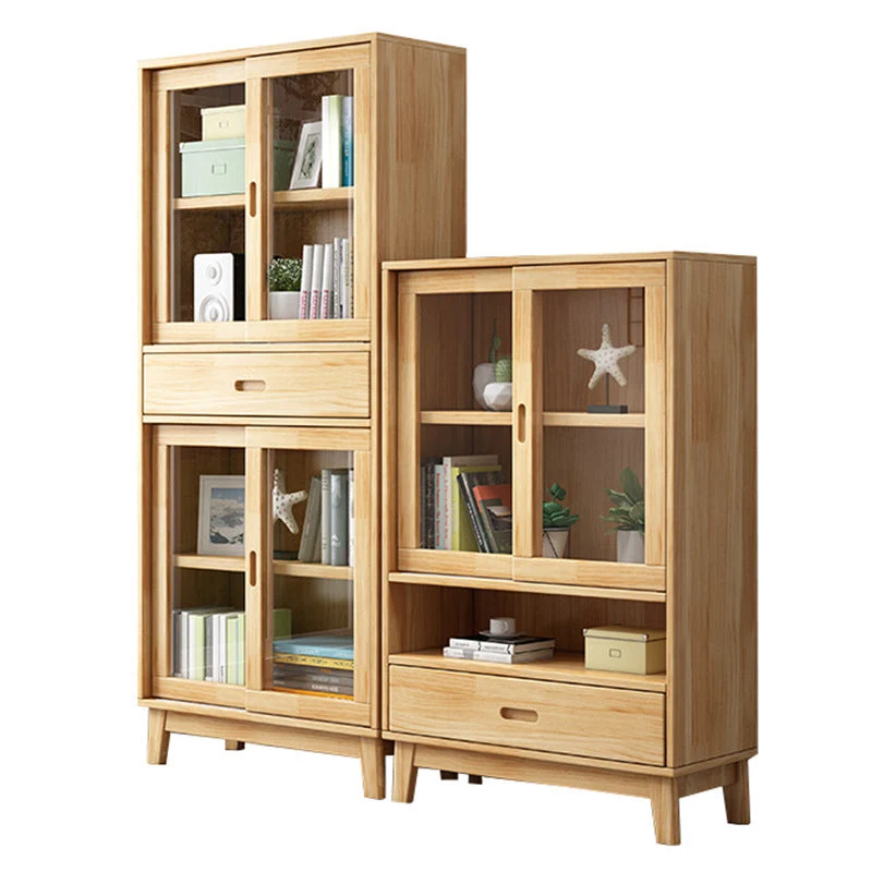 Libreria standard legno con schienale chiuso stile moderno con armadietti Clearhalo