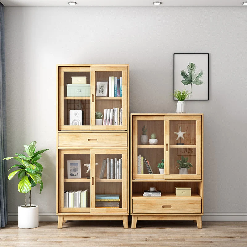 Libreria standard legno con schienale chiuso stile moderno con armadietti Clearhalo