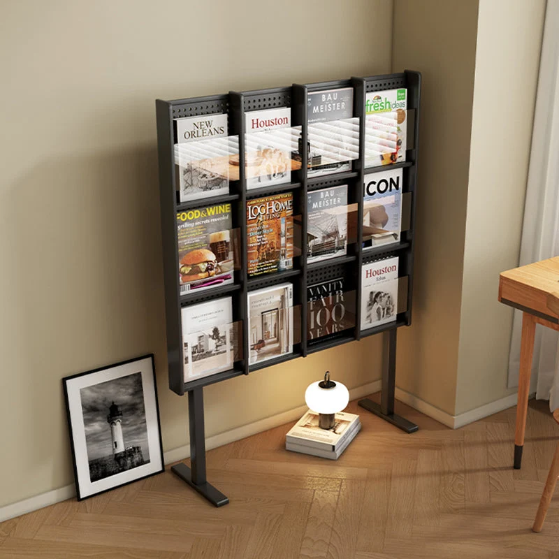 Libreria standard metallo con schienale chiuso stile moderno con ripiani Clearhalo