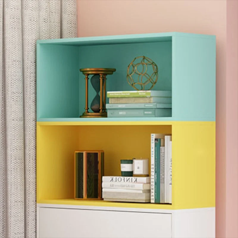 Libreria standard scandinava derivati del legno con schienale chiuso e armadietti Clearhalo