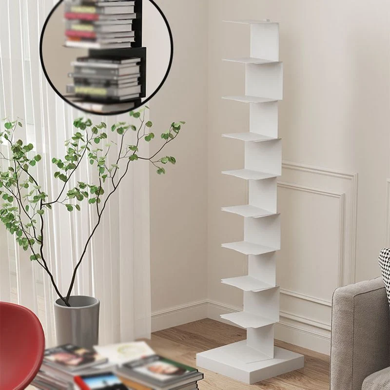 Libreria verticale angolare moderna Libreria bianca e nera con schienale chiuso Clearhalo