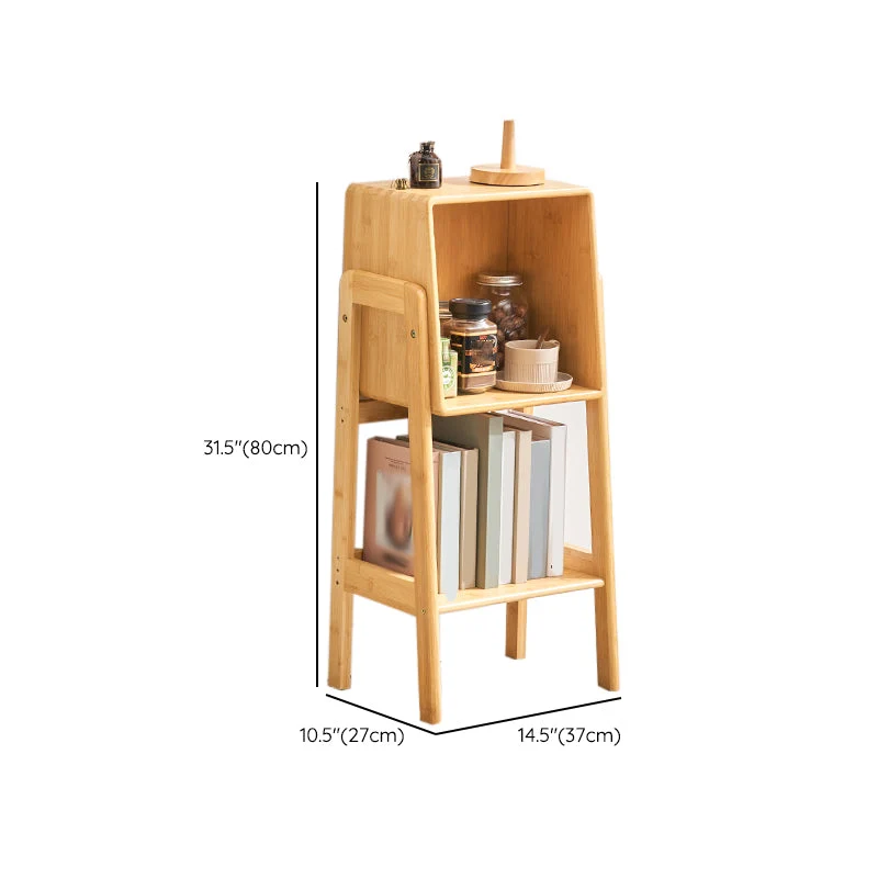 Libreria verticale contemporanea bambù con schienale chiuso e ripiani Clearhalo