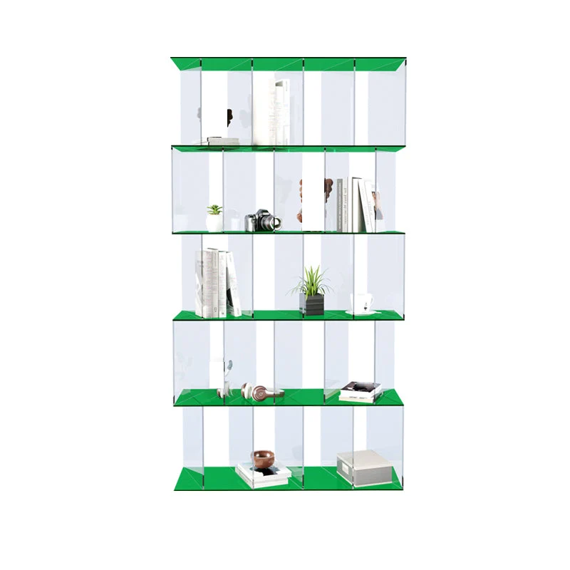 Libreria verticale contemporanea con schienale aperto, libreria acrilico con ripiani Clearhalo