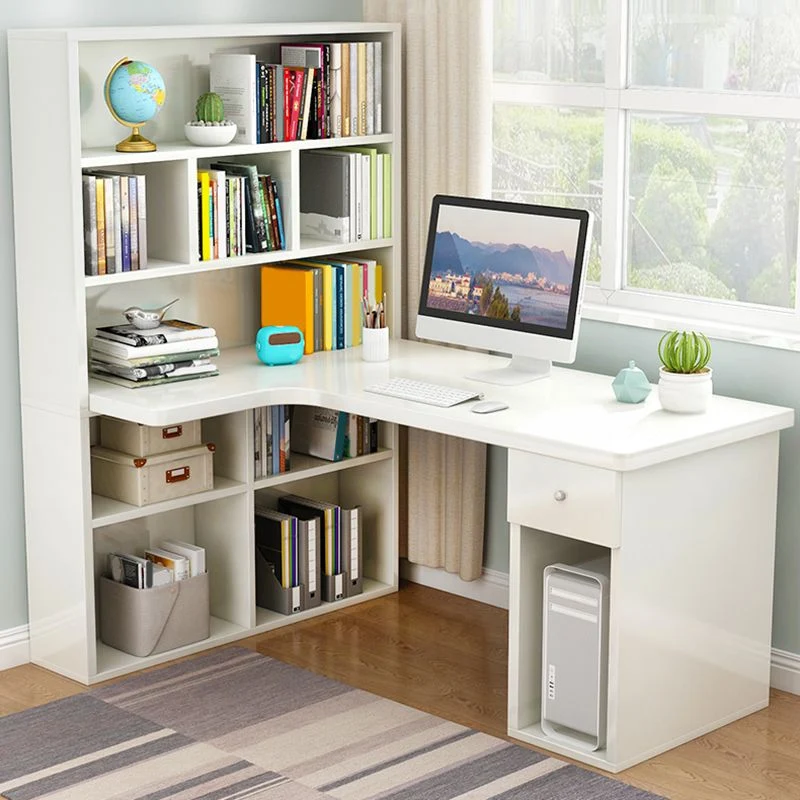 Mensole e cassettiera moderna per scrivania da ufficio con base piedistallo Clearhalo