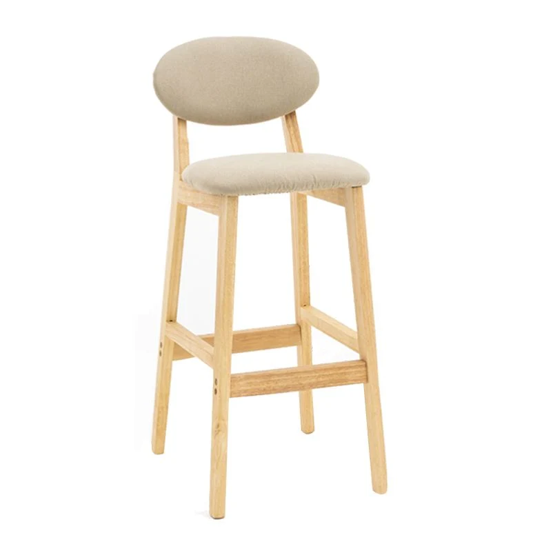 Milk Tea Shop Sgabello scandinavo pelle Sgabello da bar con poggiapiedi legno di gomma con finitura opaca Clearhalo