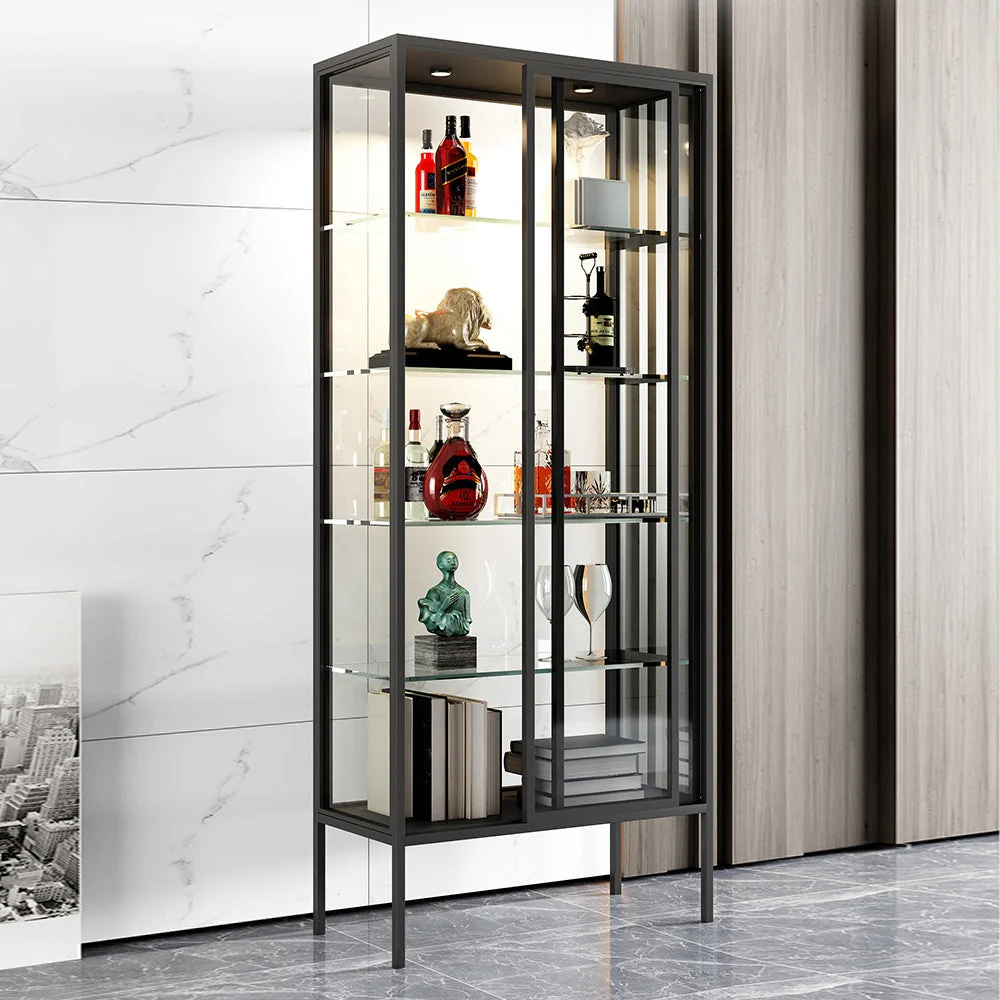 Mobile buffet Glam Curio con ante vetro e metallo per soggiorno Clearhalo