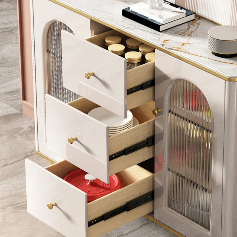 Mobile buffet moderno legno con espositore con ante per sala da pranzo Clearhalo