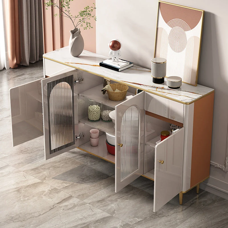 Mobile buffet moderno legno con espositore con ante per sala da pranzo Clearhalo