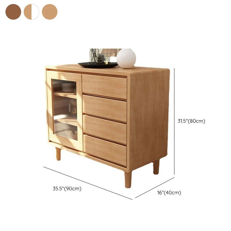 Mobile buffet moderno legno di gomma con espositore con cassetti per sala da pranzo Clearhalo