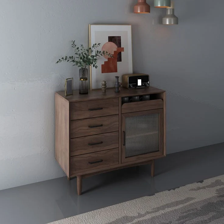 Mobile buffet pino con espositore ultra moderno con cassetti per sala da pranzo Clearhalo