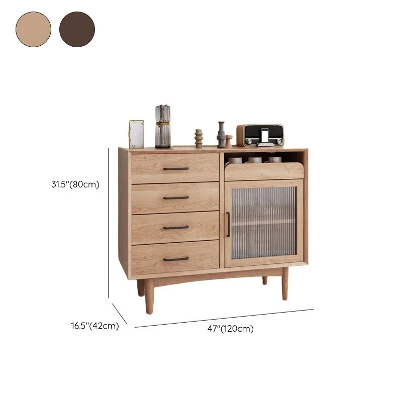 Mobile buffet pino con espositore ultra moderno con cassetti per sala da pranzo Clearhalo