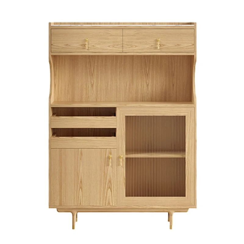 Mobile contenitore moderno con ante legno e vetro, credenza da pranzo con cassetti Clearhalo