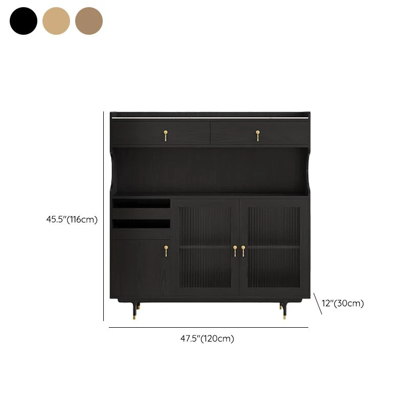 Mobile contenitore moderno con ante legno e vetro, credenza da pranzo con cassetti Clearhalo