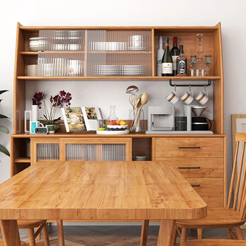 Mobile contenitore moderno più ripiani con ante vetro, mobile buffet per sala da pranzo Clearhalo