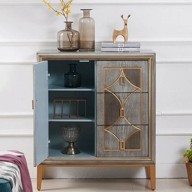 Mobile credenza Glam Dining Server legno e metallo con cassetti e contenitori Clearhalo