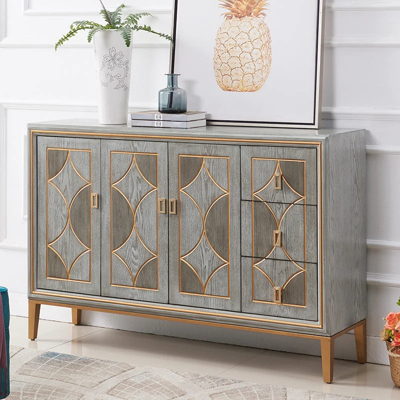 Mobile credenza Glam Dining Server legno e metallo con cassetti e contenitori Clearhalo