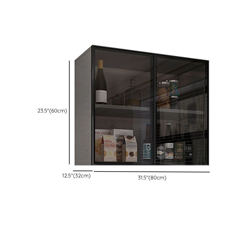 Mobile da esposizione moderno con porte vetro, finto legno, per sala da pranzo Clearhalo