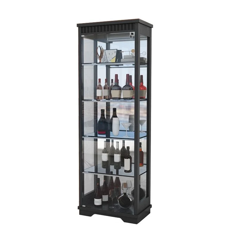 Mobile moderno legno di gomma con ante vetro e porte vetro Clearhalo