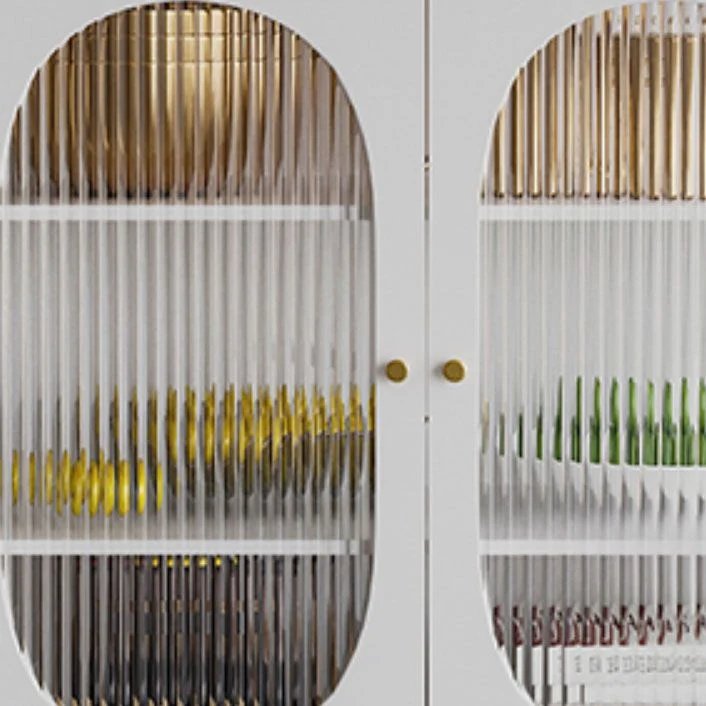 Mobile moderno metallo con porte vetro e porcellana per sala da pranzo Clearhalo