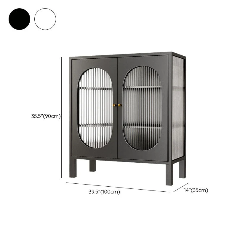 Mobile moderno metallo con porte vetro e porcellana per sala da pranzo Clearhalo