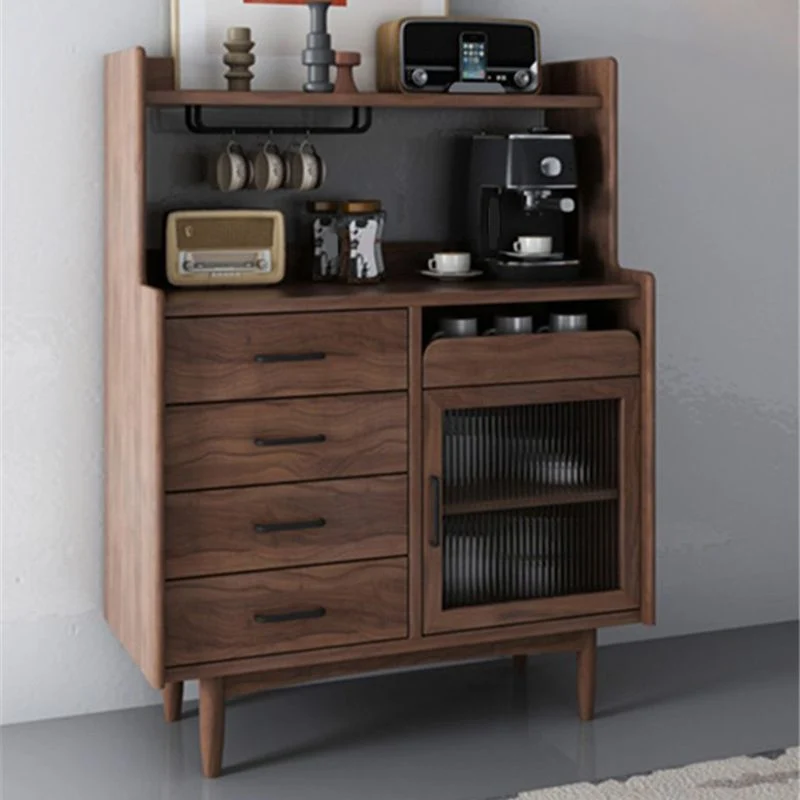 Mobile portaoggetti legno massello espositore moderno con ante vetro e cassetti Clearhalo