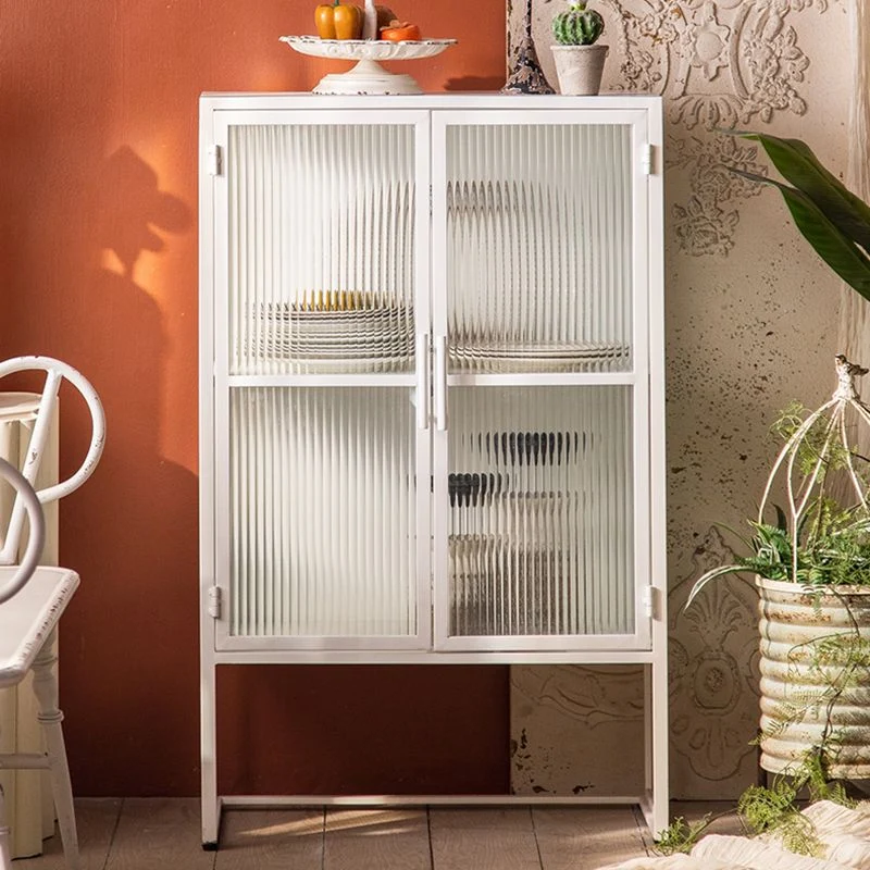 Mobile portaoggetti metallo moderno con ante vetro per sala da pranzo Clearhalo