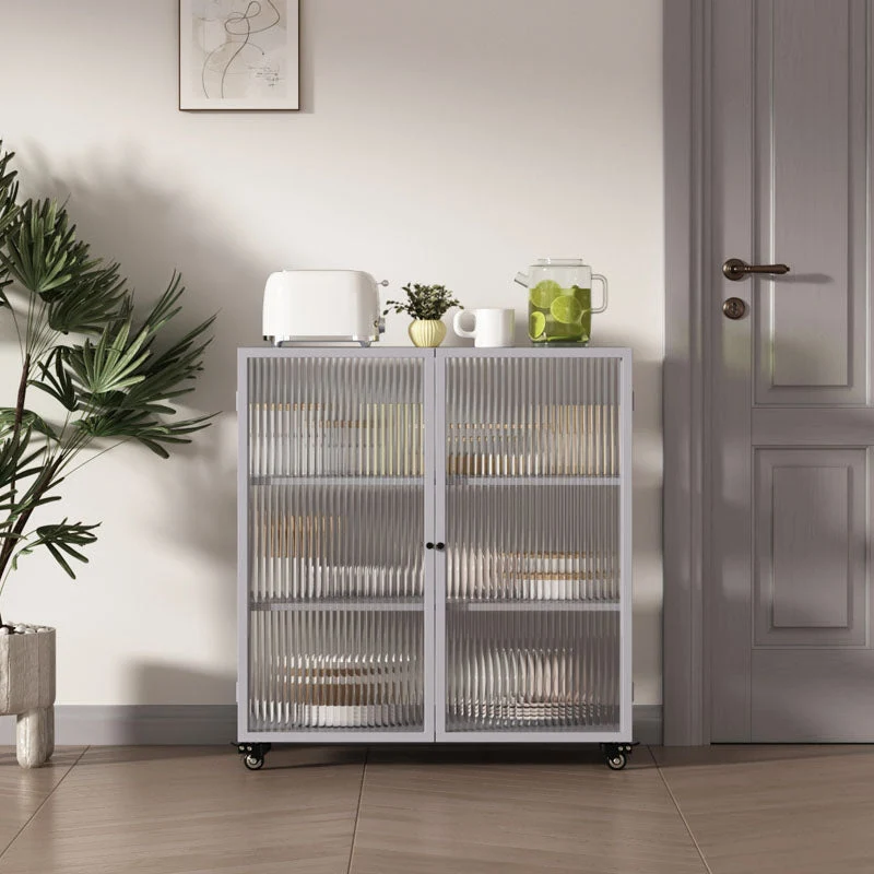 Mobile portaoggetti metallo moderno con ante vetro per sala da pranzo Clearhalo