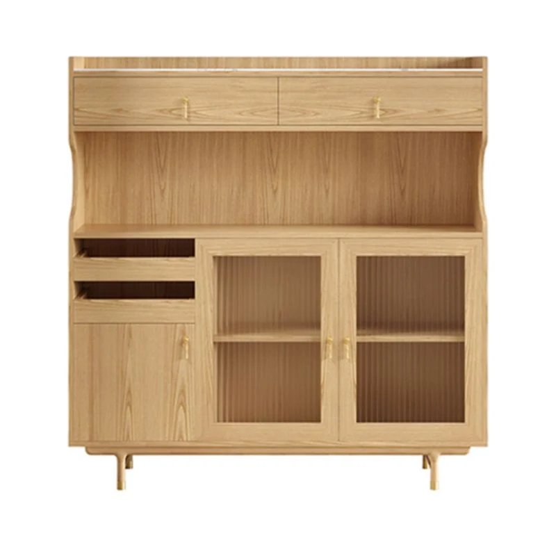 Mobile portaoggetti moderno frassino con porte vetro per sala da pranzo Clearhalo