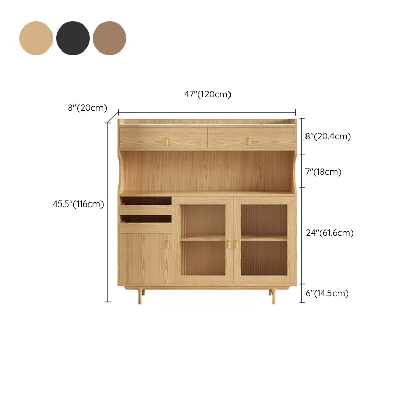 Mobile portaoggetti moderno frassino con porte vetro per sala da pranzo Clearhalo
