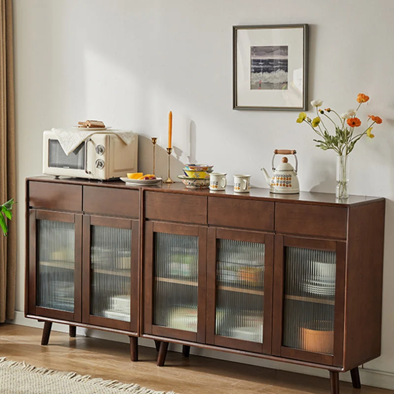 Mobile portaoggetti moderno legno di gomma per espositore per sala da pranzo Clearhalo