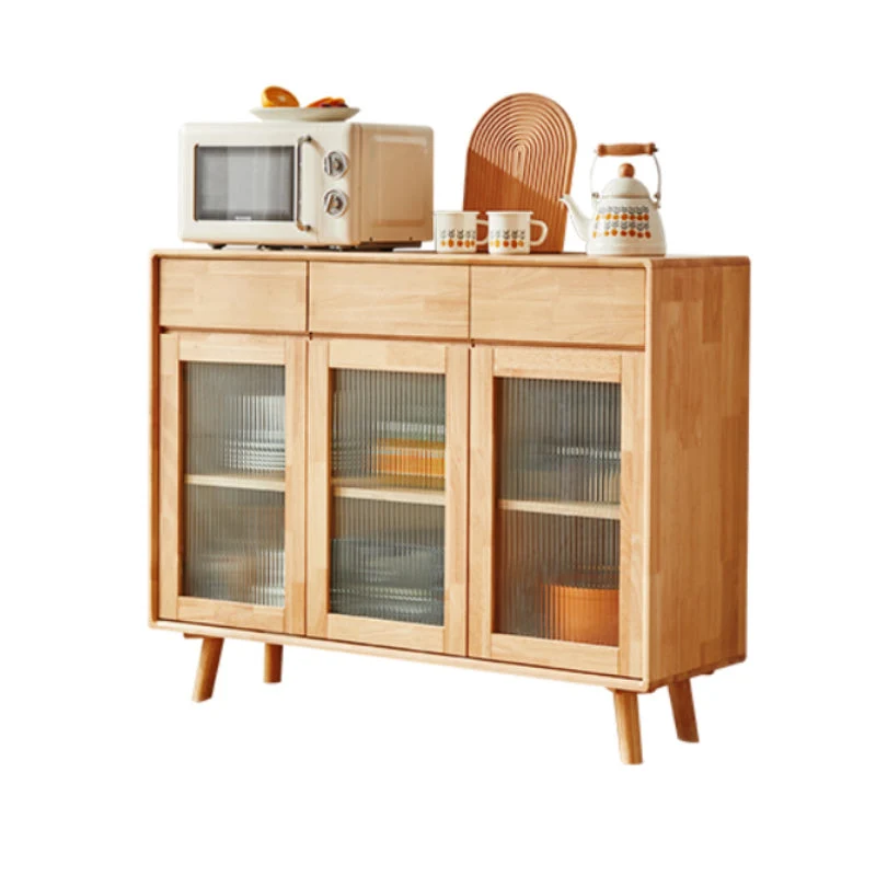 Mobile portaoggetti moderno legno di gomma per espositore per sala da pranzo Clearhalo