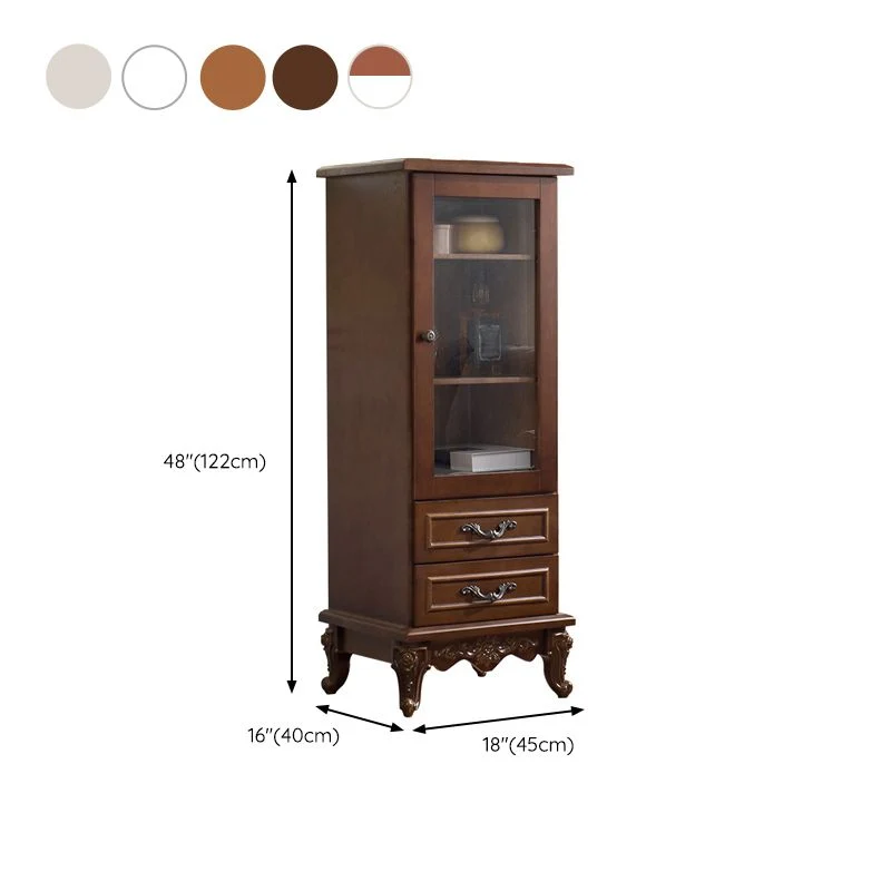 Mobile portaoggetti tradizionale legno massello con espositore con ante vetro per sala da pranzo Clearhalo